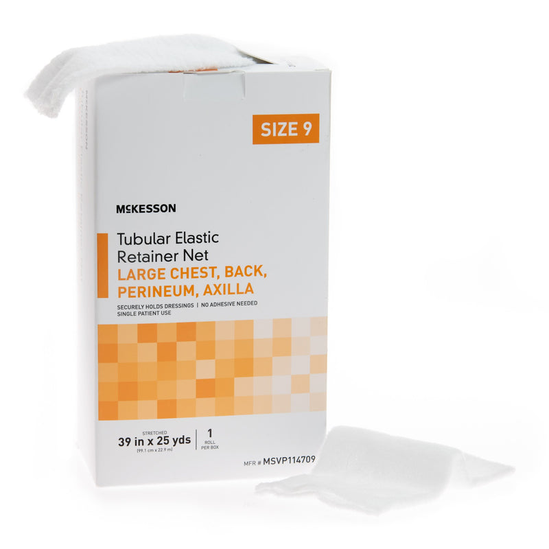 McKesson Elastic Net Retainer Dressing Tubular Elastic 39 Inch X 25 Yard (99.1 cm X 22.9 m) Size 9 White Large Chest / Back / Perineum / Axilla NonSterile (1113353_BX) 1/BX