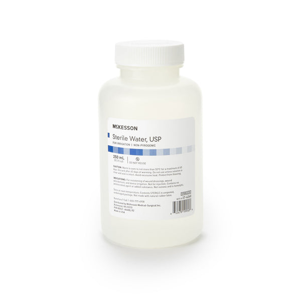 McKesson Irrigation Solution - OTC Sterile Water for Irrigation Not for Injection Bottle, Screw Top 250 mL (520119_CS) 24/CS