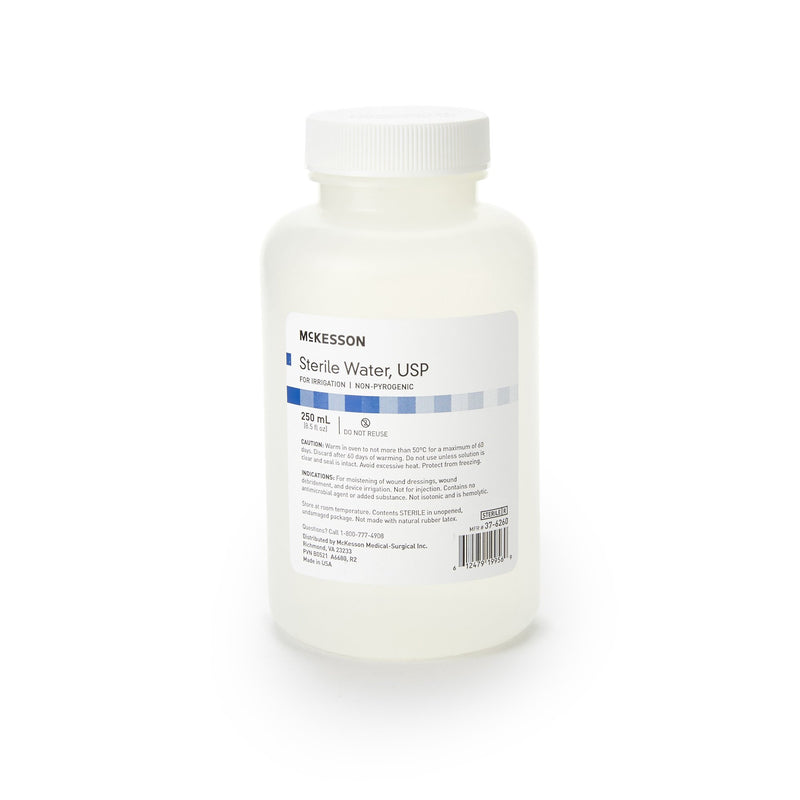 McKesson Irrigation Solution - OTC Sterile Water for Irrigation Not for Injection Bottle, Screw Top 250 mL (520119_CS) 24/CS