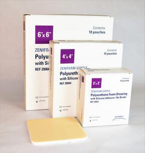 Zenifoam Gentle Foam Dressing 4 X 4 Inch Without Border Waterproof Backing Silicone Adhesive Square Sterile (1132648_EA) 1/EA