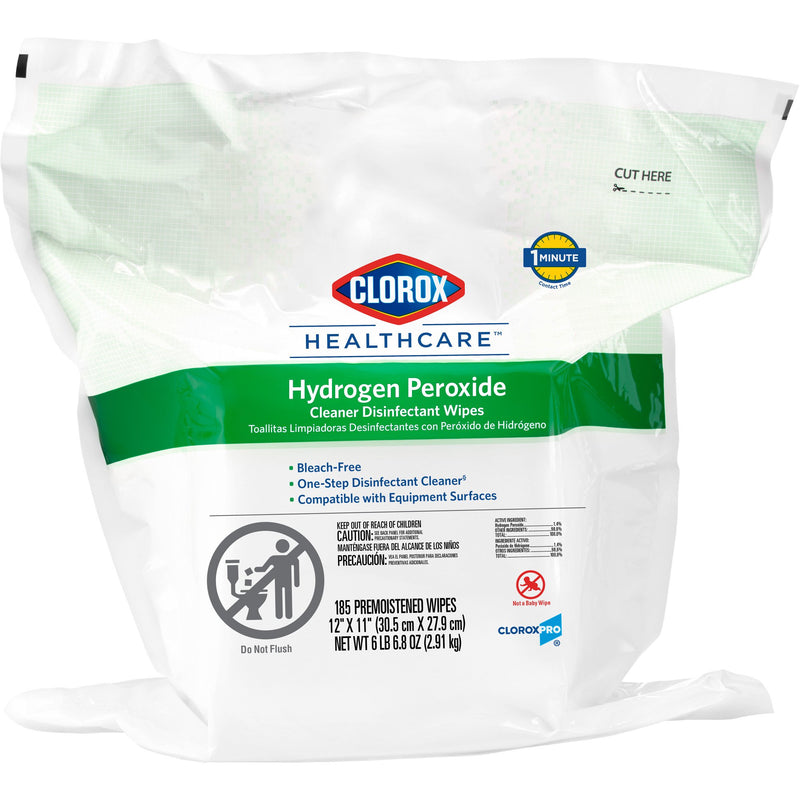 Clorox Healthcare® Surface Disinfectant Cleaner Premoistened Hydrogen Peroxide Based Manual Pull Wipe 185 Count Pouch Unscented NonSterile (800194_CT) 1/CT
