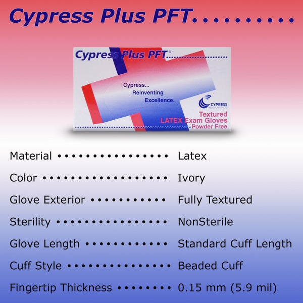 Cypress Plus® PFT Exam Glove Small NonSterile Latex Standard Cuff Length Fully Textured Ivory Not Rated (367581_BX) 100/BX
