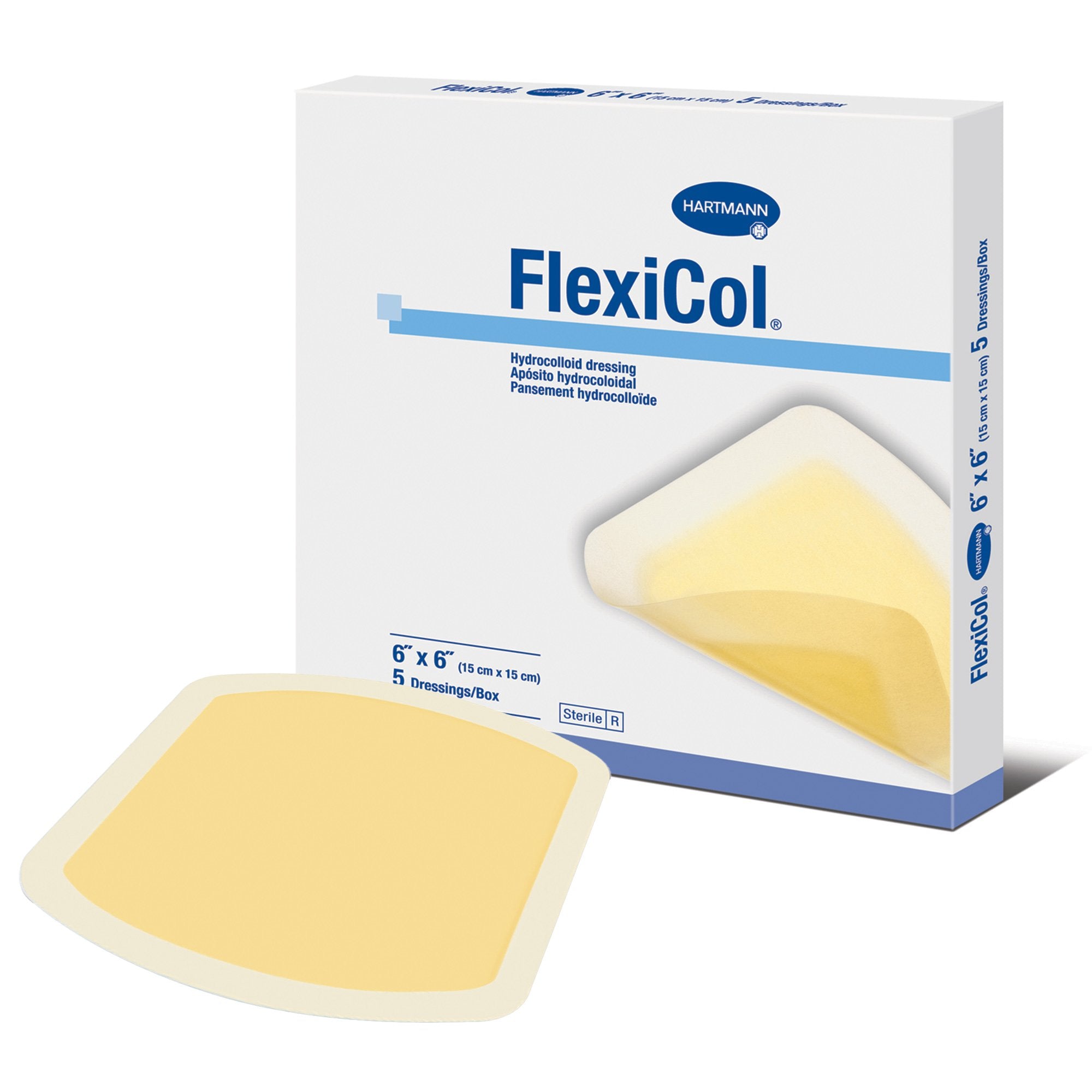 FlexiCol® Hydrocolloid Dressing Without Backing 6 X 6 Inch Square Hydr ...