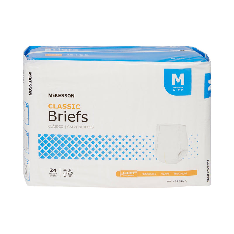 McKesson Classic Unisex Adult Incontinence Brief Medium Disposable Light Absorbency (973142_CS) 96/CS