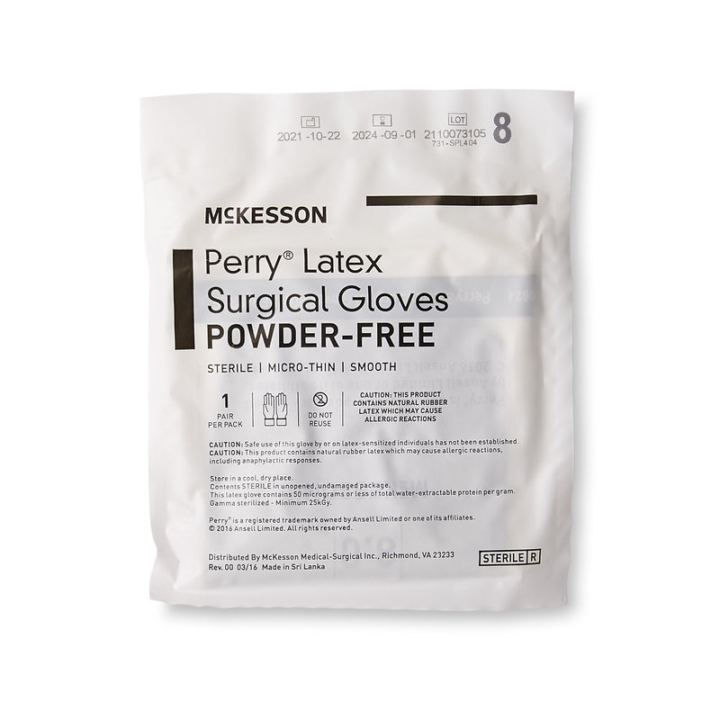 McKesson Perry® Surgical Glove Size 8 Sterile Latex Standard Cuff Length Smooth Brown Not Chemo Approved (1044732_BX) 50/BX