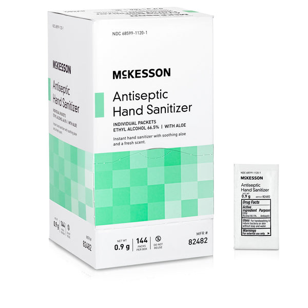 McKesson Hand Sanitizer with Aloe 0.9 Gram Ethyl Alcohol Gel Individual Packet (1111746_BX) 144/BX