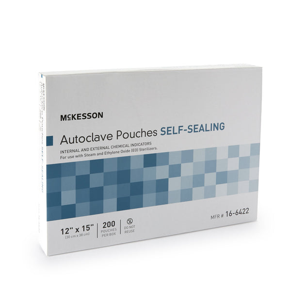 McKesson Sterilization Pouch Ethylene Oxide (EO) Gas / Steam 12 X 15 Inch Transparent Blue / White Self Seal Paper / Film (960947_CS) 1000/CS