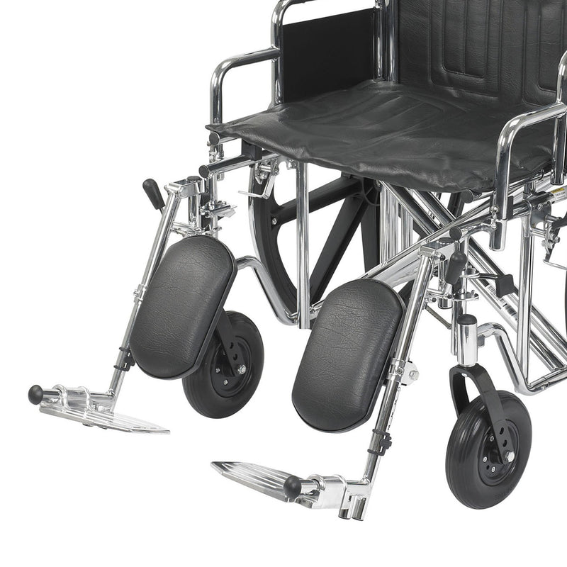 McKesson Bariatric Wheelchair Dual Axle Desk Length Arm Swing-Away Elevating Legrest Black Upholstery 22 Inch Seat Width Adult 450 lbs. Weight Capacity (1065281_EA) 1/EA