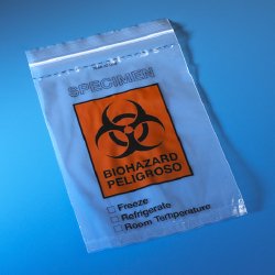Globe Scientific Specimen Transport Bag with Document Pouch 6 X 9 Inch Zip Closure Biohazard Symbol / Storage Instructions NonSterile (1011813_CS) 1000/CS
