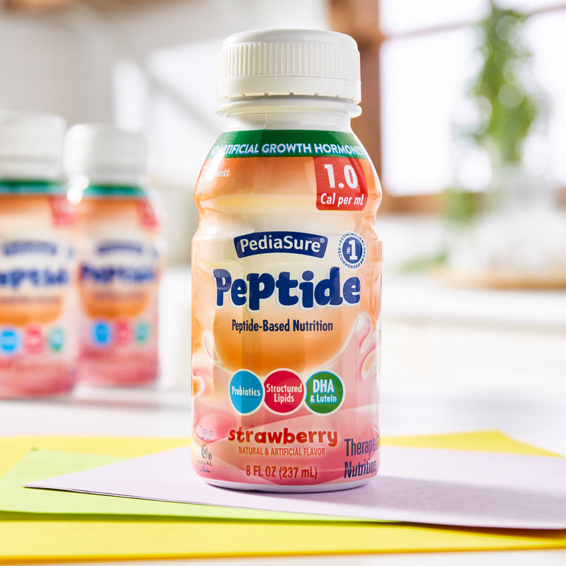 PediaSure® Peptide 1.0 Cal Pediatric Oral Supplement Strawberry Flavor 8 oz. Bottle Liquid Peptide Malabsorption / Maldigestion (1143668_CS) 24/CS