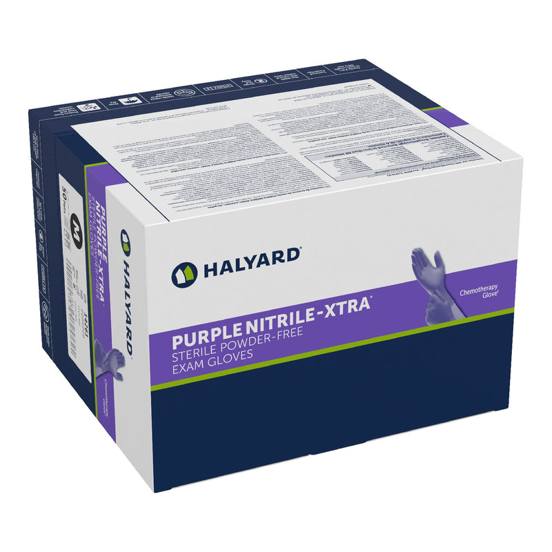Purple Nitrile-Xtra™ Exam Glove Medium Sterile Pair Nitrile Extended Cuff Length Textured Fingertips Purple Chemo Tested (1042398_CS) 200/CS