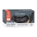 CareStock™ Exam Glove Large NonSterile Nitrile Standard Cuff Length Fully Textured Black Not Rated (1230894_CS) 2500/CS