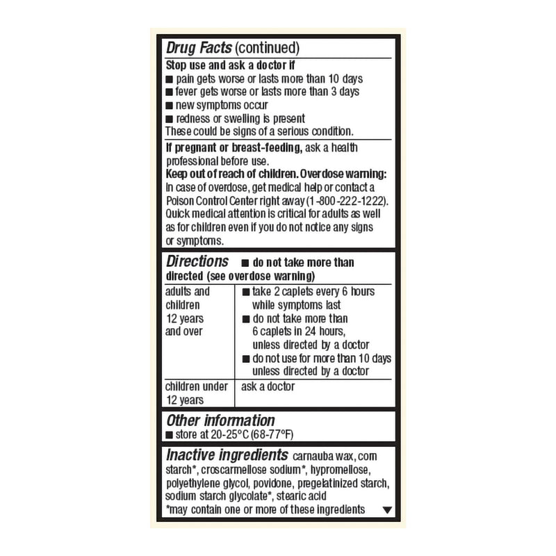 Foster & Thrive™ Pain Relief 500 mg Strength Acetaminophen Caplet 50 per Bottle (1238928_BT) 1/BT
