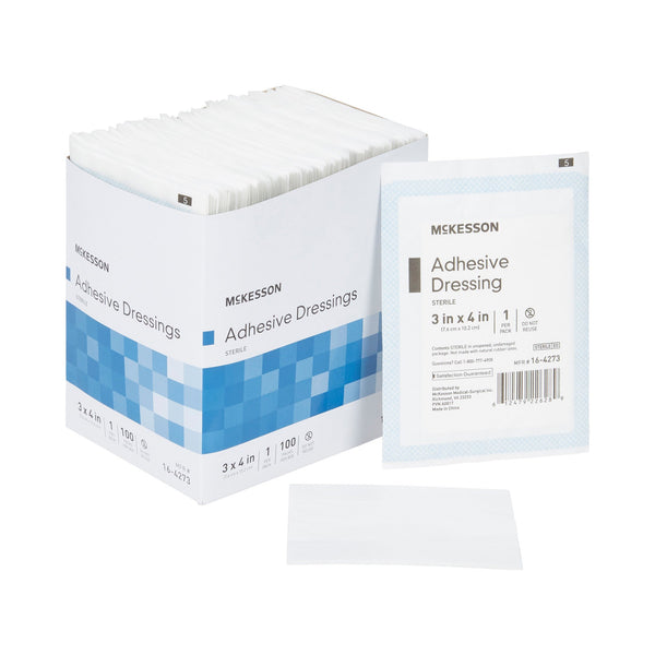 McKesson Non-Adherent Dressing with Adhesive 3 X 4 Inch Sterile 1 per Pack (1086175_CS) 1200/CS