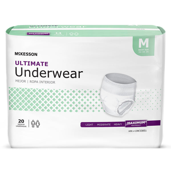 McKesson Unisex Adult Absorbent Underwear Pull On with Tear Away Seams Medium Disposable Heavy Absorbency (1123835_CS) 80/CS