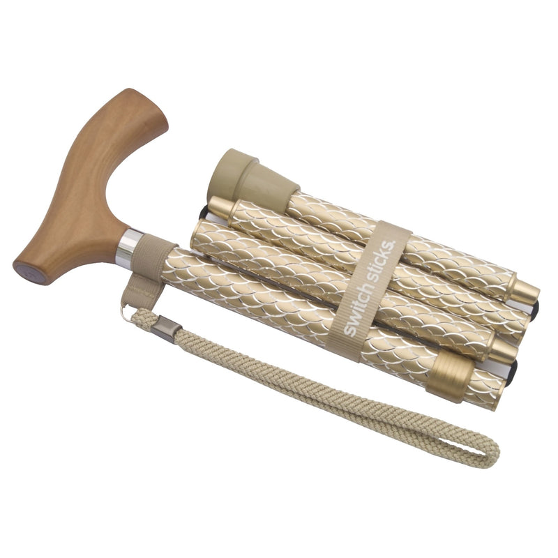 Switch Sticks® Folding Cane Aluminum 32 to 37 Inch Height Pearl Gold (1050007_EA) 1/EA
