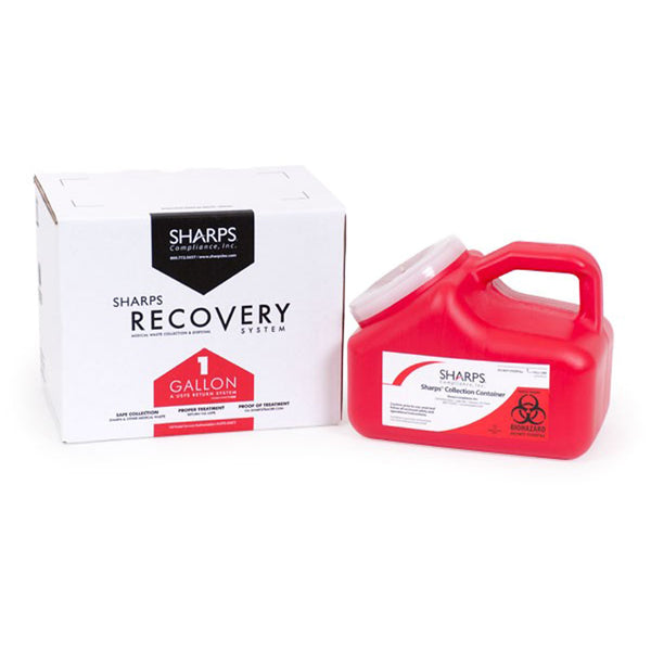 Mail System® Pro-Tec® Mailback Sharps Container Red Base 9 L X 6 W X 7-1/2 H Inch Vertical Entry 1 Gallon (666133_CS) 18/CS