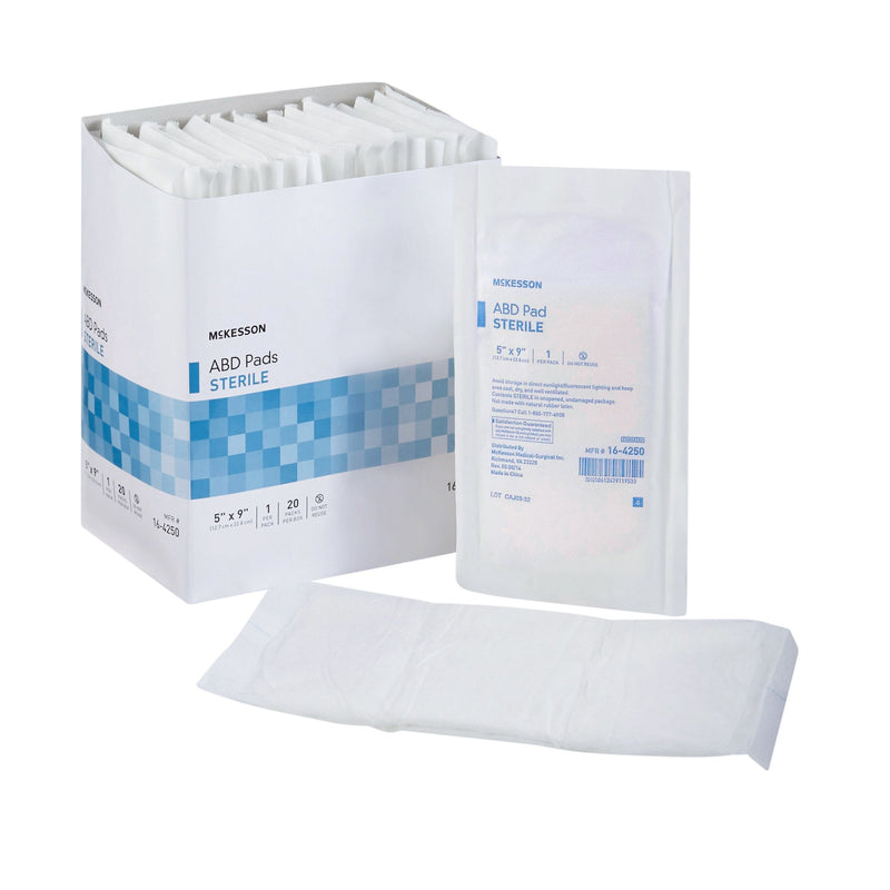 McKesson Abdominal Pad 5 X 9 Inch Sterile 1 per Pack (446057_CS) 400/CS