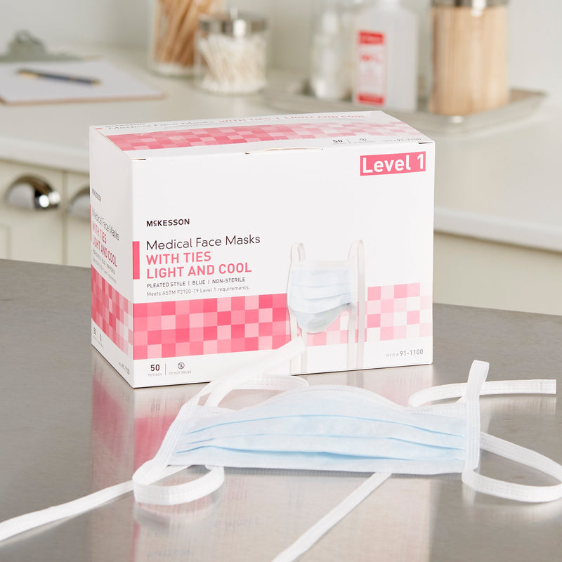 McKesson Surgical Mask ASTM Level 1 Tie Closure One Size Fits Most (206484_CS) 300/CS