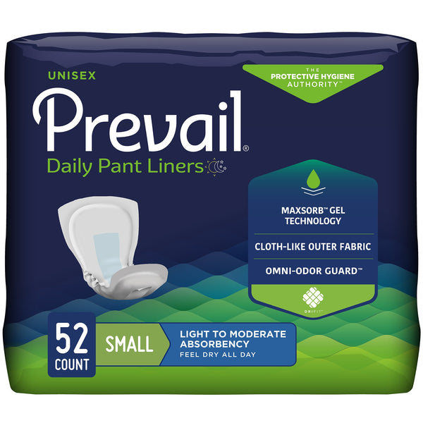 Prevail® Daily Pant Liners Incontinence Liner 12-1/2 Inch Length Moderate Absorbency Polymer Core Small (677283_CS) 4/CS