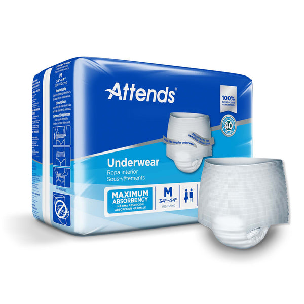 Attends® Unisex Adult Absorbent Underwear Pull On with Tear Away Seams Medium Disposable Heavy Absorbency (522093_CS) 4/CS