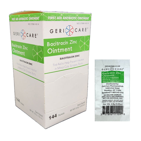 Geri-Care First Aid Antibiotic Bacitracin Zinc Ointment 0.9 Gram Individual Packet (1220888_CS) 1728/CS