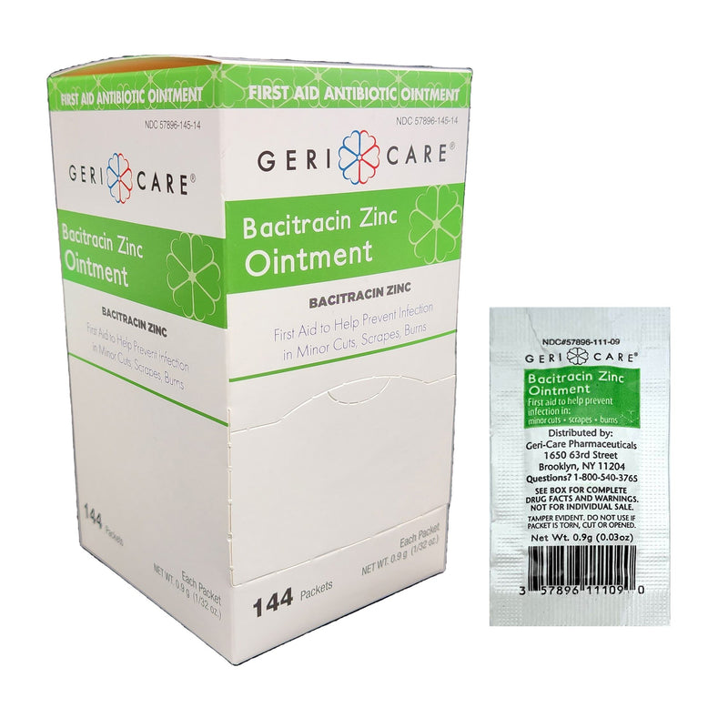 Geri-Care First Aid Antibiotic Bacitracin Zinc Ointment 0.9 Gram Individual Packet (1220888_CS) 1728/CS
