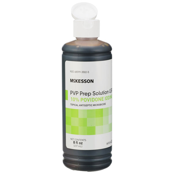 McKesson Skin Prep Solution 8 oz. Flip-Top Bottle 10% Strength Povidone-Iodine NonSterile (1043538_CS) 24/CS