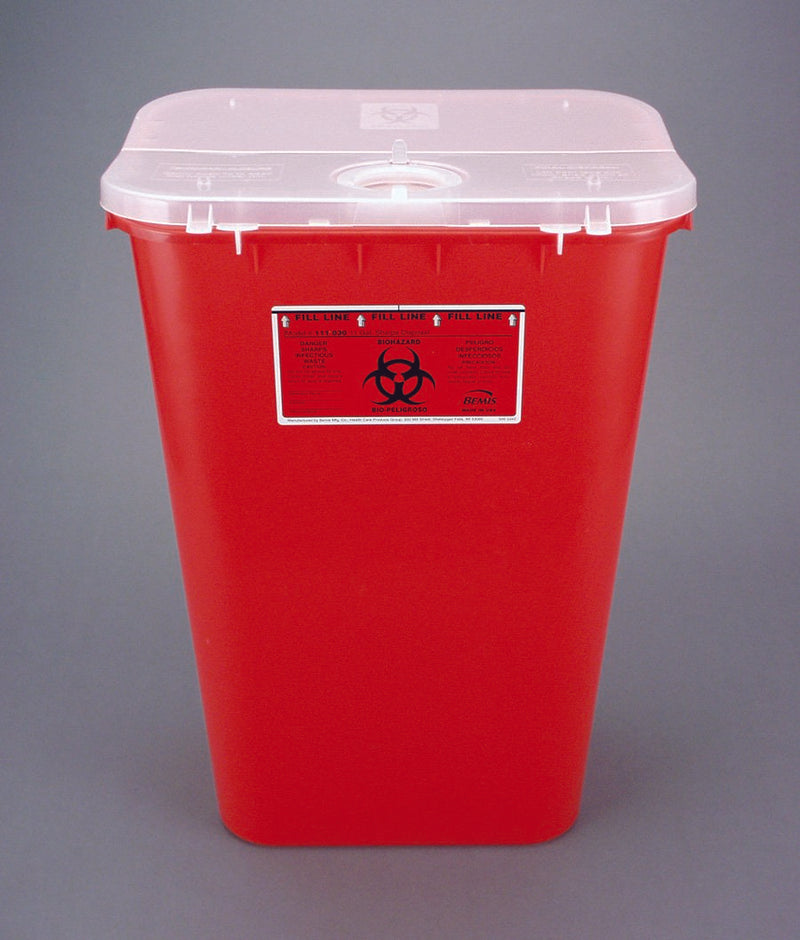Bemis™ Sentinel Sharps Container Red Base 22-1/2 H X 16-1/2 L X 11-13/16 W Inch Horizontal / Vertical Entry 11 Gallon (298936_EA) 1/EA