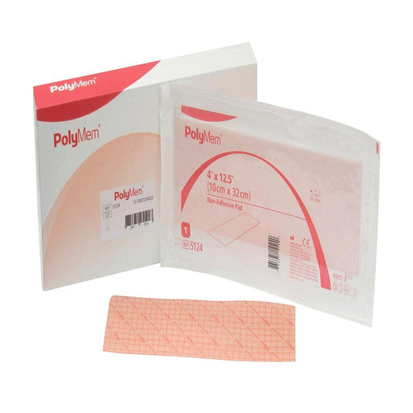 PolyMem® Foam Dressing 4 X 12-1/2 Inch Without Border Film Backing Nonadhesive Rectangle Sterile (702095_EA) 1/EA