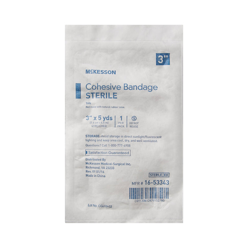 McKesson Cohesive Bandage 3 Inch X 5 Yard Self-Adherent Closure Tan Sterile Standard Compression (520555_CS) 24/CS
