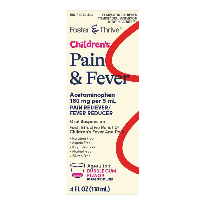Foster & Thrive™ Children's Pain Relief 160 mg Strength Acetaminophen Suspension 4 oz. (1238991_BT) 1/BT