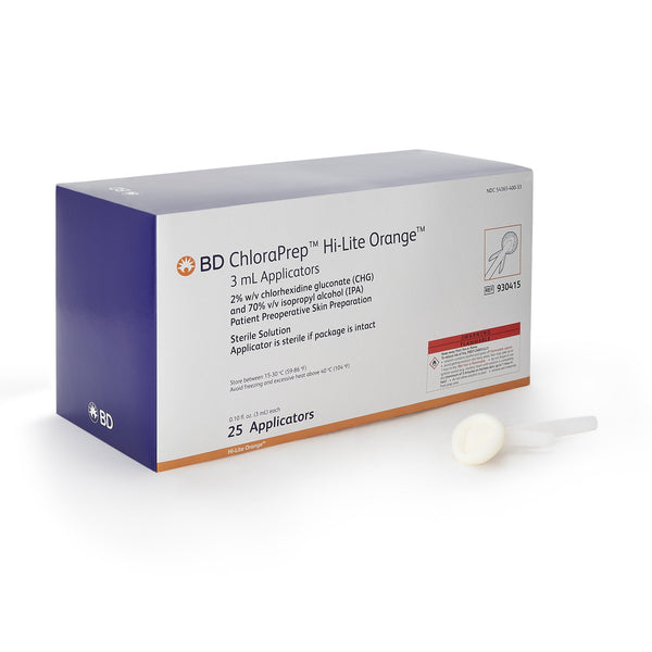 ChloraPrep™ Hi-Lite Orange™ Skin Prep Solution 3 mL Foam Applicator 2% / 70% Strength CHG (Chlorhexidine Gluconate) / Isopropyl Alcohol Sterile (1189867_CT) 25/CT