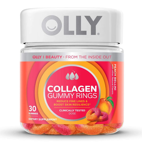 OLLY® Collagen Rings Dietary Supplement Collagen Peptides 2,500 mg Strength Gummy 30 per Bottle Peach Flavor (1249512_BT) 1/BT