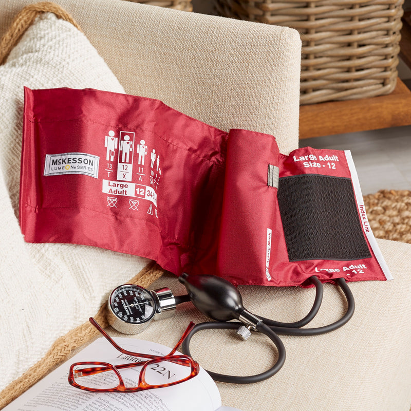 McKesson LUMEON™ Aneroid Sphygmomanometer Unit Large Adult Cuff Nylon Cuff 34 - 50 cm Pocket Aneroid (803184_CS) 20/CS