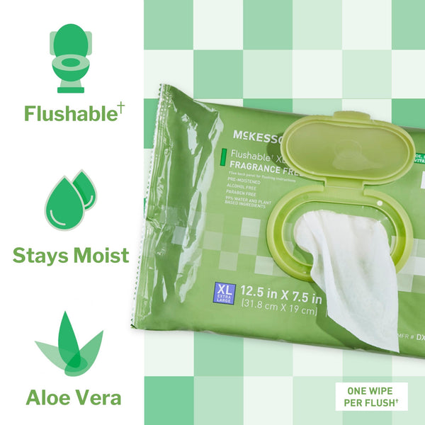 McKesson Flushable Personal Wipe Soft Pack Unscented 96 Count (1241747_CS) 576/CS