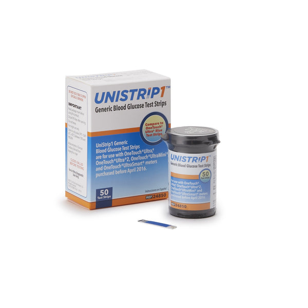 Unistrip™ Blood Glucose Test Strips 50 Strips per Pack (1080455_CS) 1200/CS