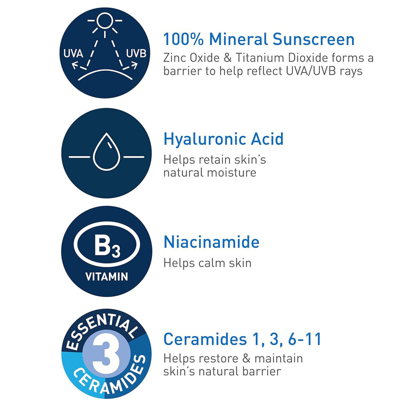 CeraVe® Hydrating Mineral Sunscreen Face Sunscreen SPF 30 Lotion 2.5 oz. Tube (1253471_EA) 1/EA