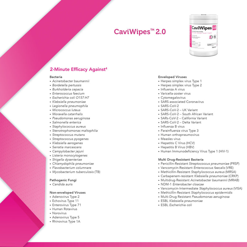 CaviWipes™ 2.0 Surface Disinfectant Premoistened Manual Pull Wipe 65 Count Canister Alcohol Scent NonSterile (1190687_CS) 12/CS