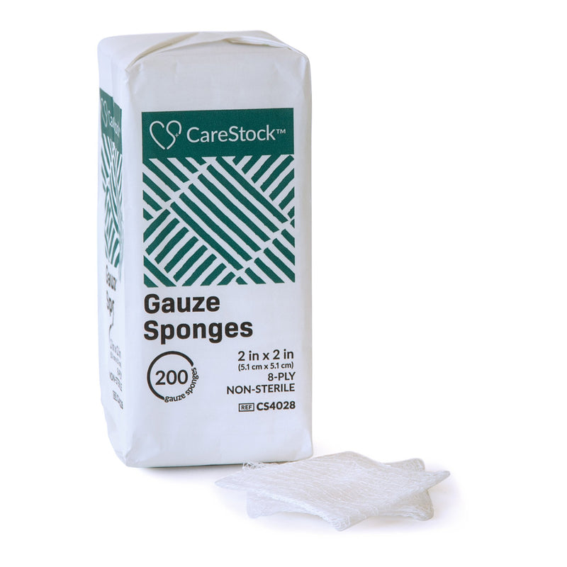 CareStock™ Gauze Sponge 2 X 2 Inch 8-Ply NonSterile 200 per Pack (1242199_CS) 5000/CS