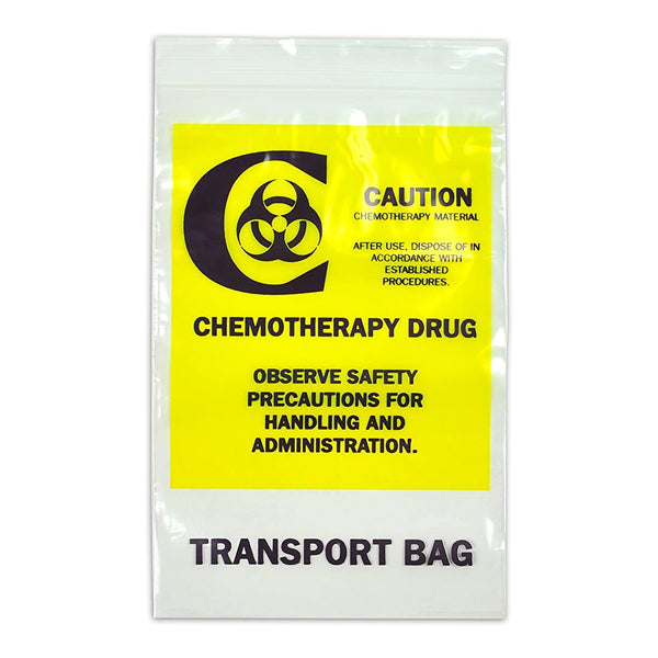 LK® Hazardous Drug Bag Biohazard Symbol / Chemotherapy Drug / Transport Bag Clear / Yellow 12 X 15 Inch (853573_BX) 1/BX