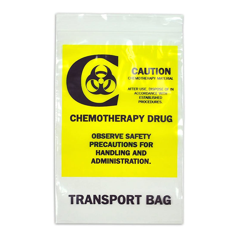 LK® Hazardous Drug Bag Biohazard Symbol / Chemotherapy Drug / Transport Bag Clear / Yellow 12 X 15 Inch (853573_BX) 1/BX