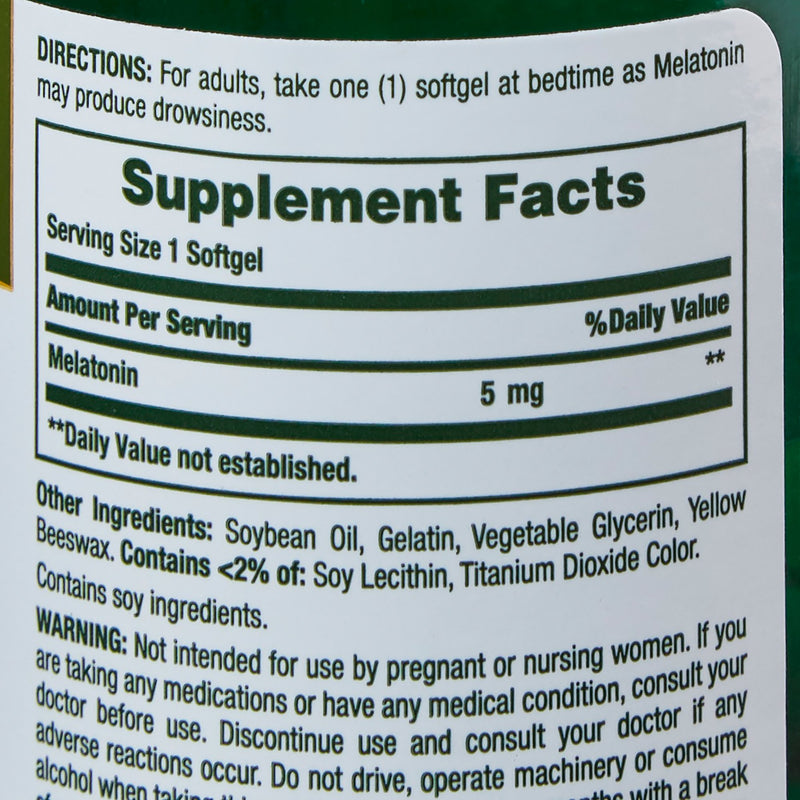 Nature's Bounty® Natural Sleep Aid 90 per Bottle Softgels 5 mg Strength (766613_BT) 1/BT