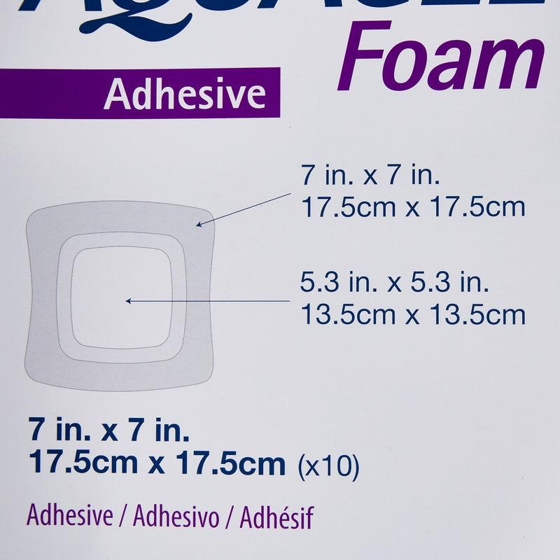 Aquacel® Foam Dressing 7 X 7 Inch With Border Waterproof Film Backing Silicone Adhesive Square Sterile (802595_BX) 10/BX