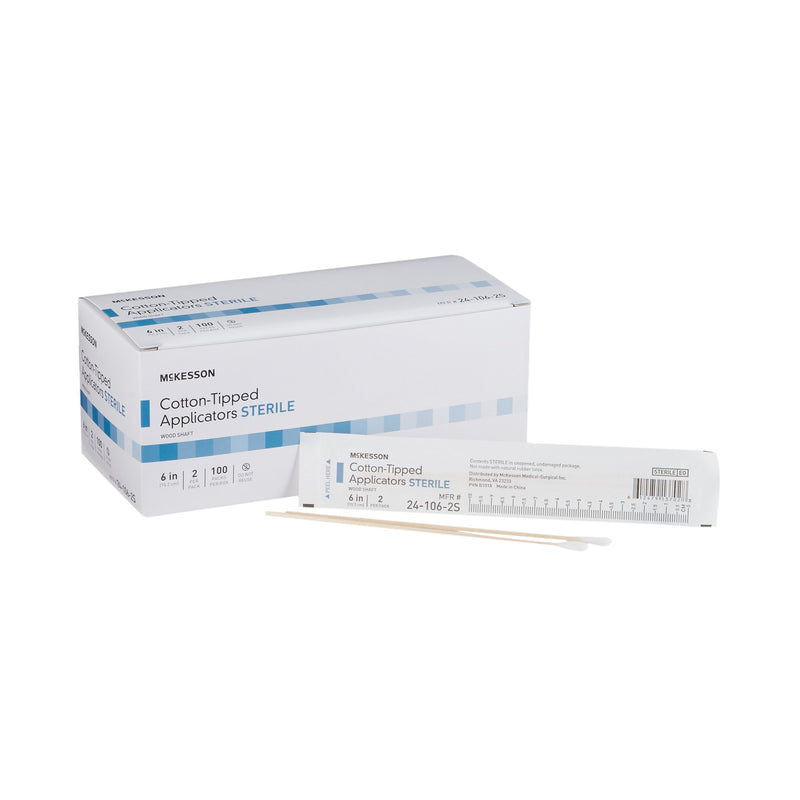 McKesson Swabstick Cotton Tip Wood Shaft 6 Inch Sterile 2 per Pack (508713_PK) 1/PK