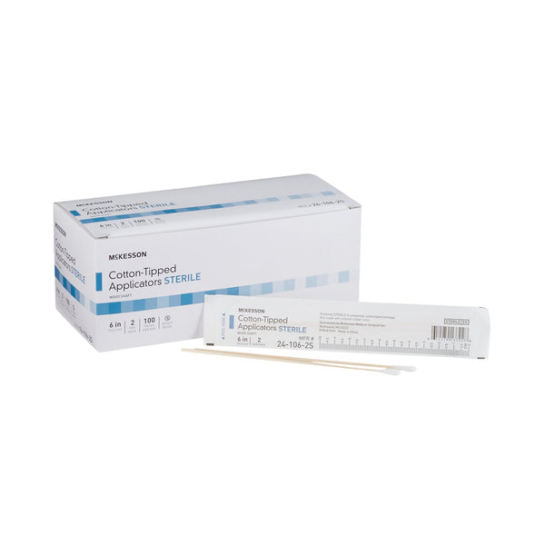 McKesson Swabstick Cotton Tip Wood Shaft 6 Inch Sterile 2 per Pack (508713_BX) 100/BX