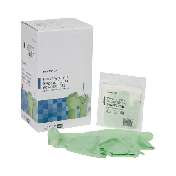 McKesson Perry® Performance Plus Surgical Glove Size 9 Sterile Polyisoprene Standard Cuff Length Smooth Green Chemo Tested (1044726_BX) 50/BX