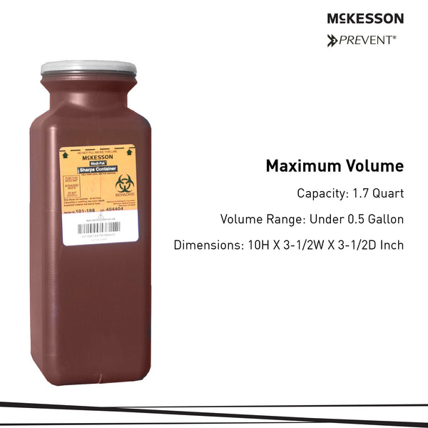McKesson Sharps Container Red Base 10 H X 3-1/2 W X 3-1/2 D Inch Vertical Entry 0.425 Gallon (586912_CS) 20/CS
