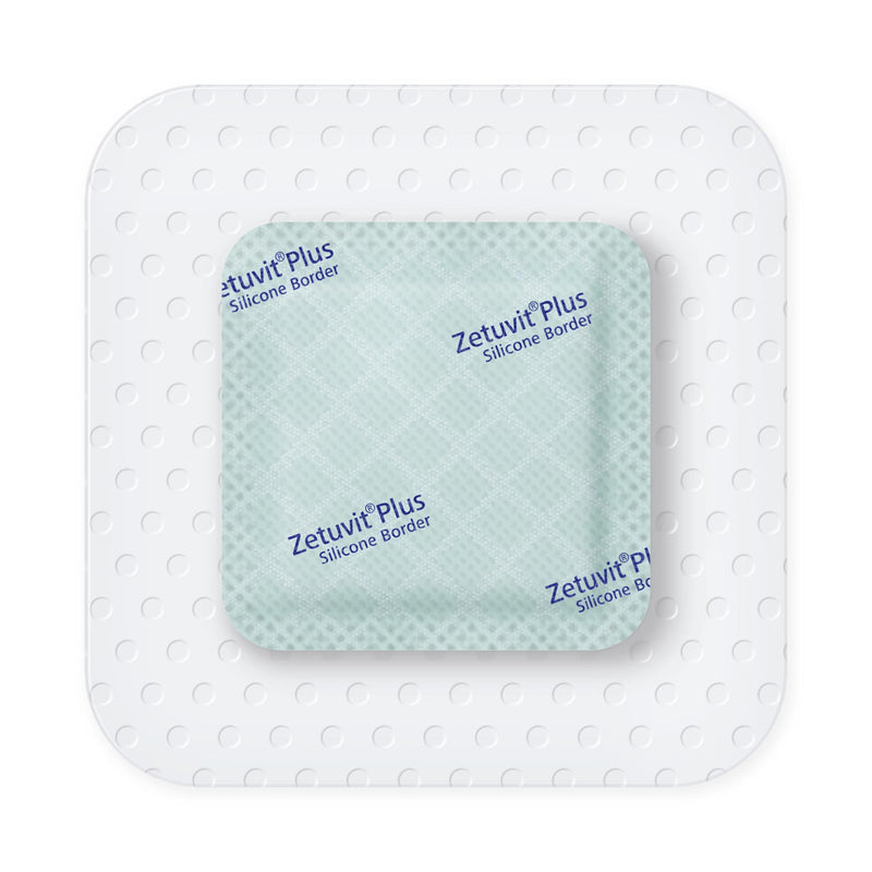 Zetuvit® Plus Silicone Border Super Absorbent Dressing Silicone Adhesive 3 X 3 Inch Square (1235836_EA) 1/EA