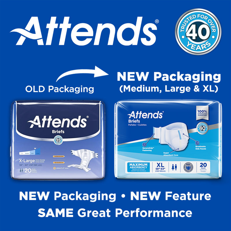 Attends® Unisex Incontinence Brief X-Large Disposable Heavy Absorbency (959160_BG) 20/BG